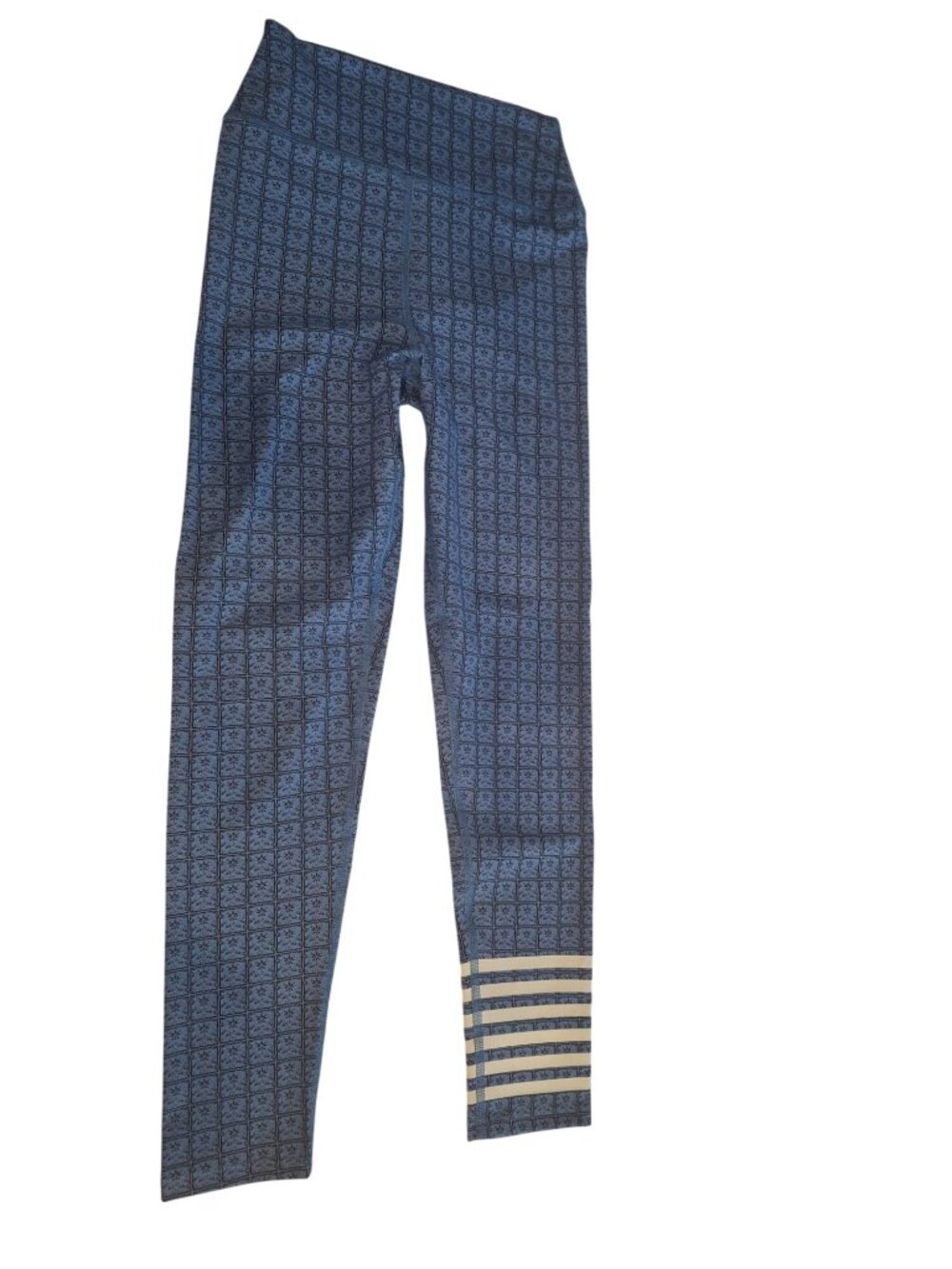 Addison Bay Womens S Blue Floral Stripe Leggings High Rise Preppy Athleisure